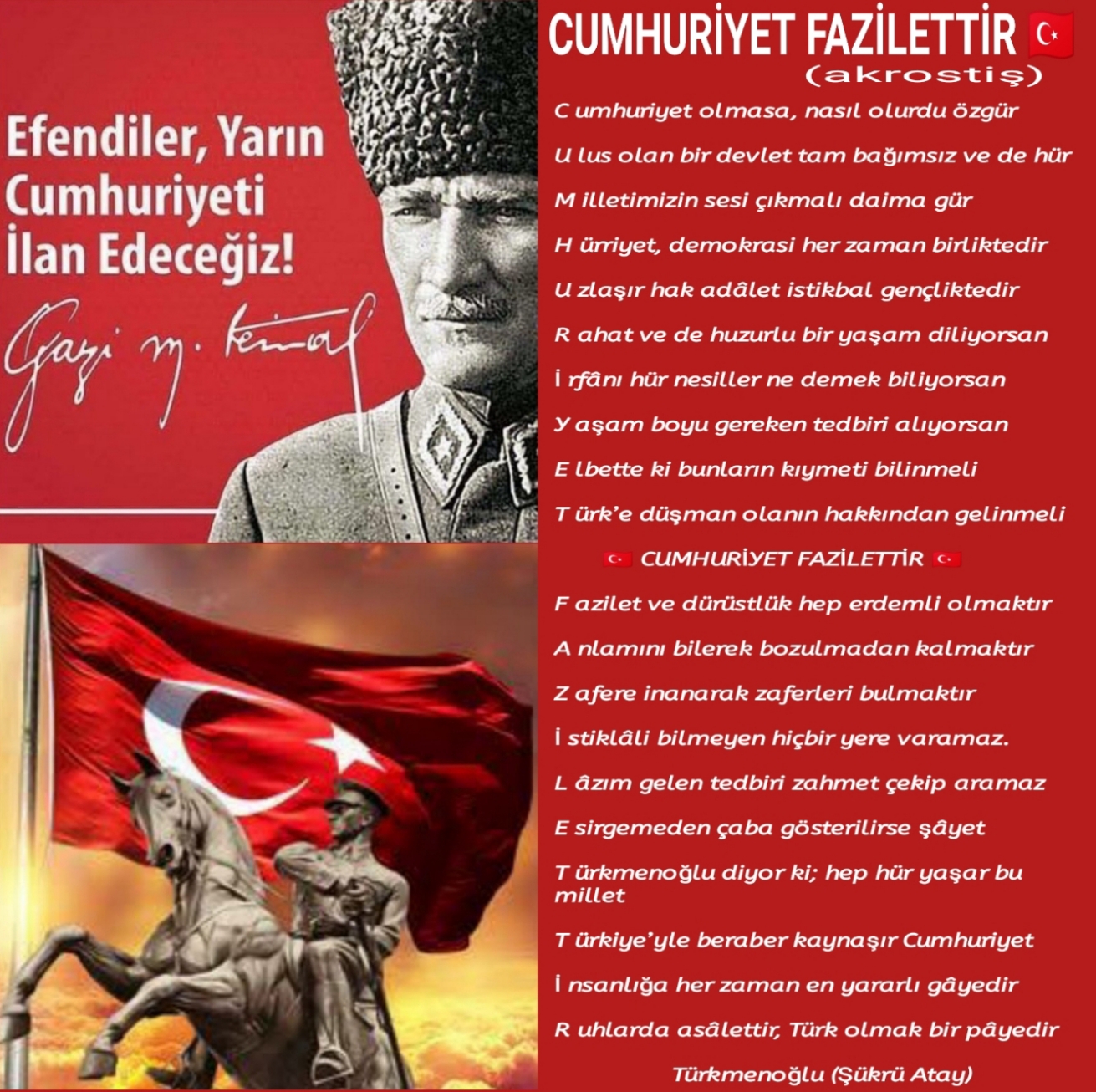 Cumhuriyet fazilettir (akrostiş)