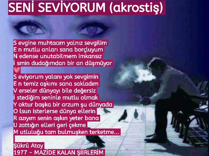 SENİ SEVİYORUM (akrostiş)