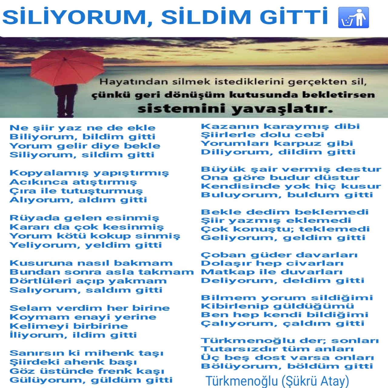 SİLİYORUM, SİLDİM GİTTİ