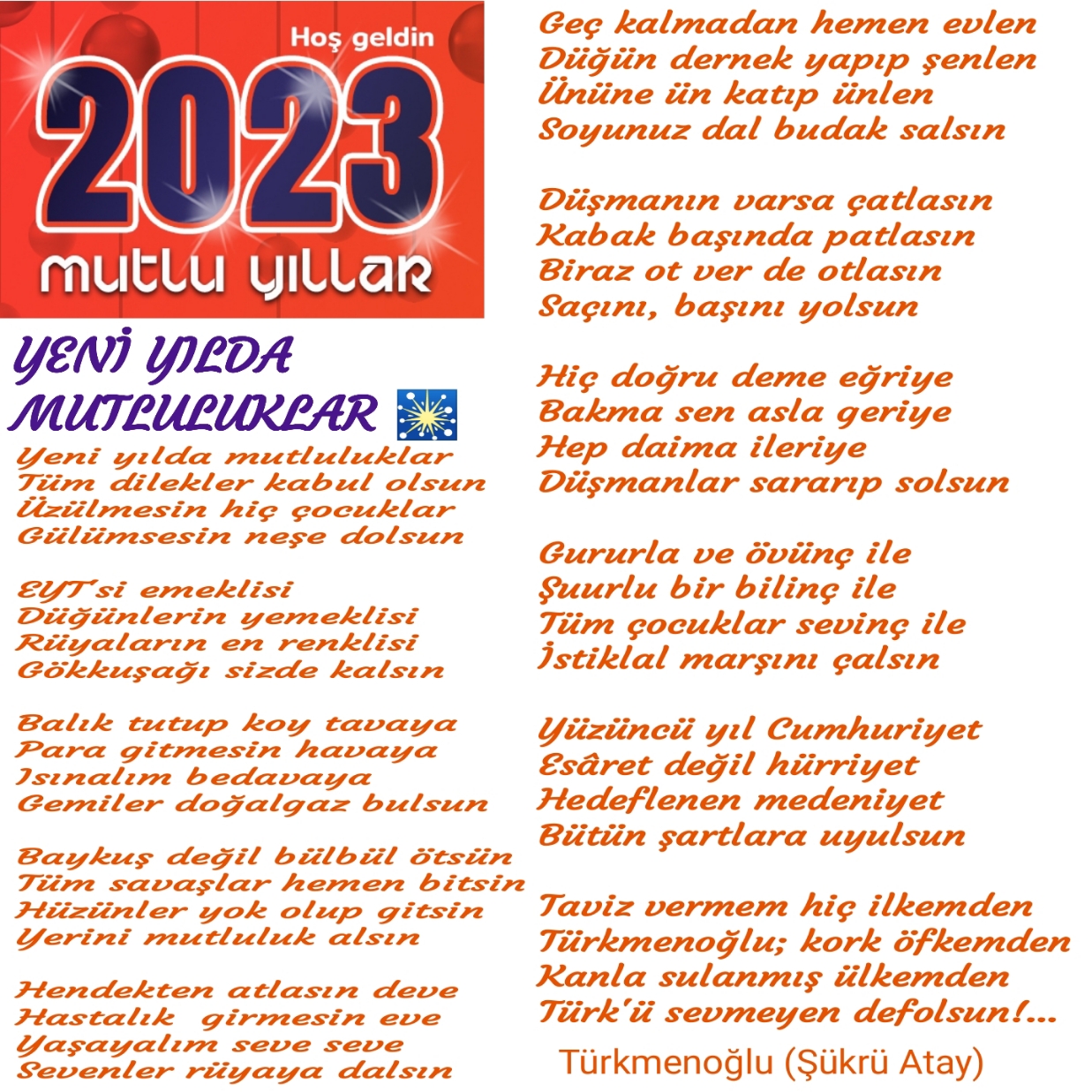 YENİ YILDA MUTLULUKLAR