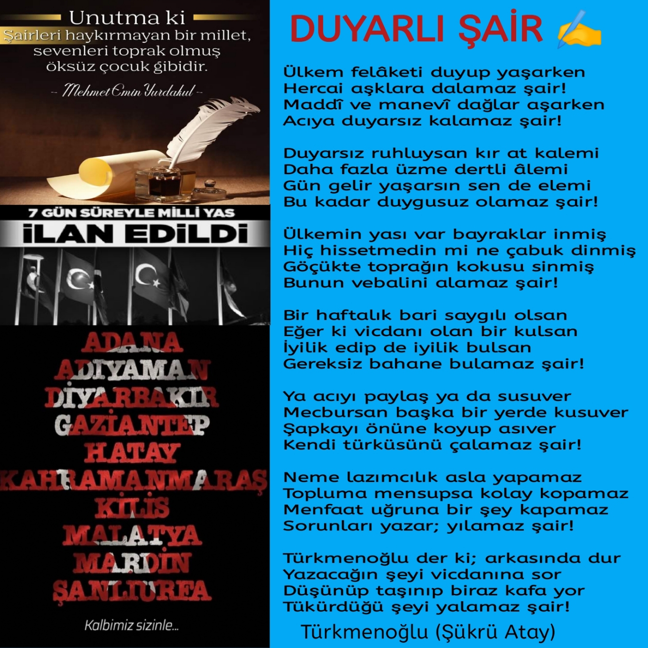 ŞAİR TOPLUMUN VİCDANIDIR
