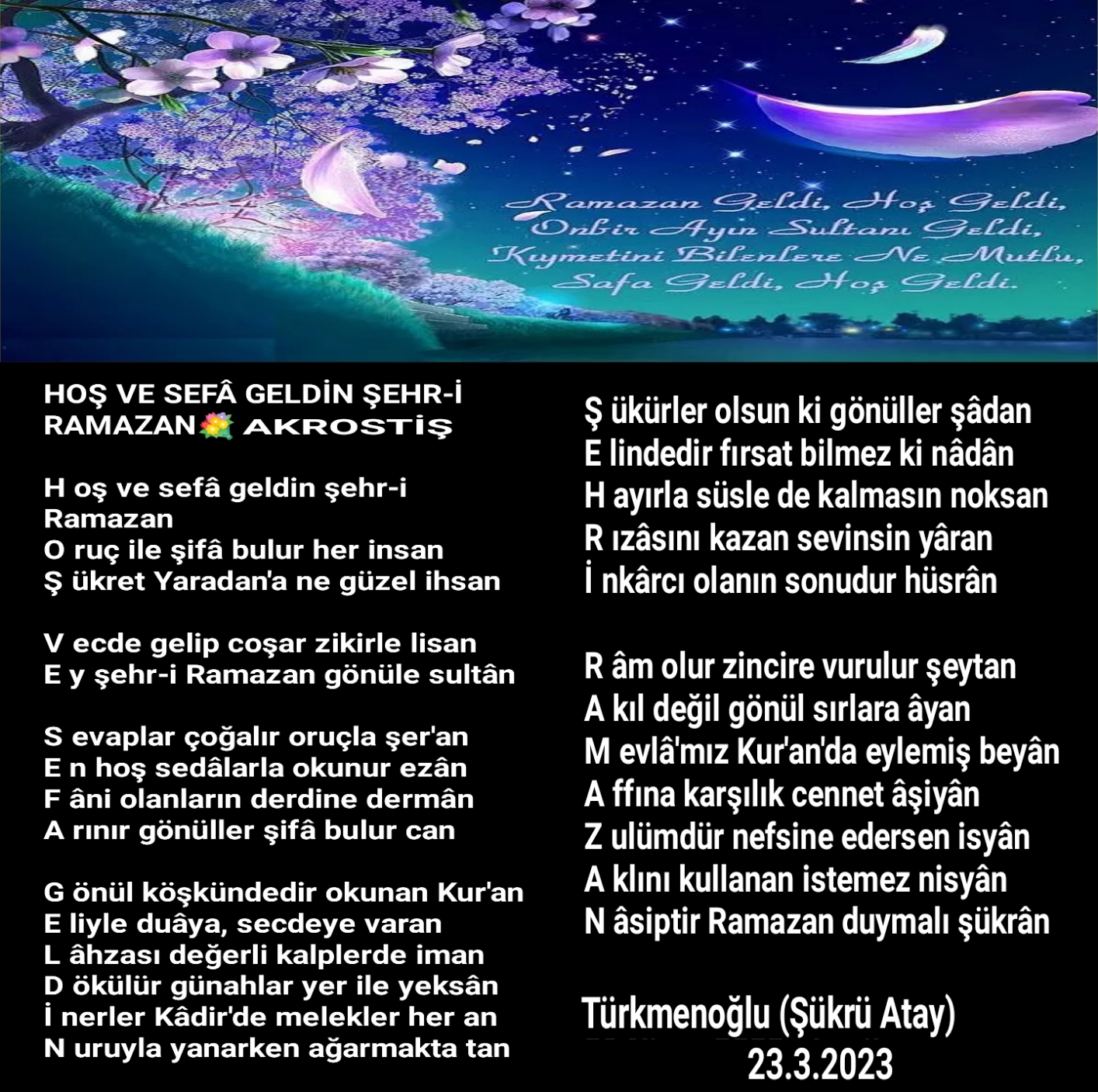 Hoş Ve Sefâ Geldi̇n Şehr-i̇ Ramazan (akrosti̇ş)