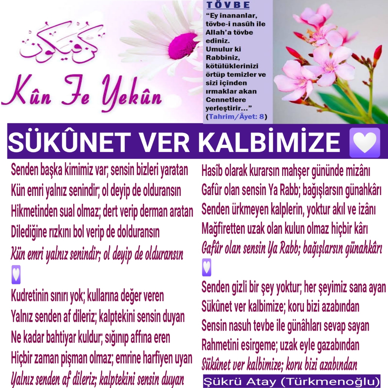 SÜKÛNET VER KALBİMİZE